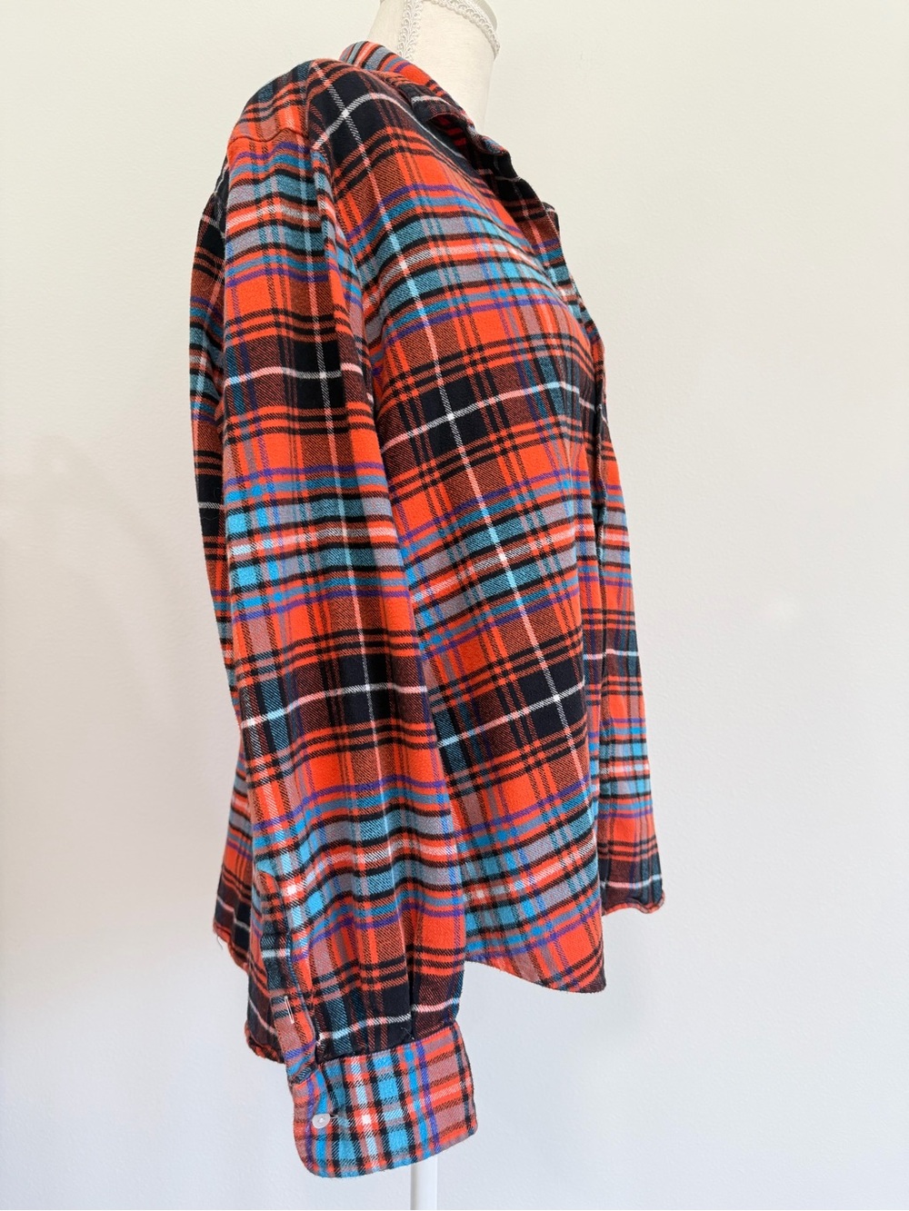 Frank & Eileen The Eileen Button Up in Orang Blue and Black Plaid - Picture 7 of 8